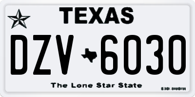 TX license plate DZV6030