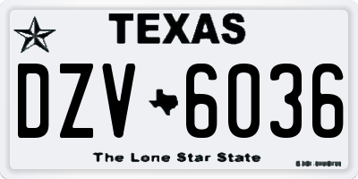 TX license plate DZV6036