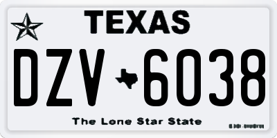 TX license plate DZV6038