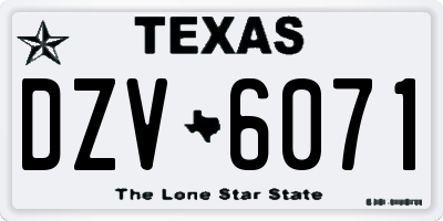 TX license plate DZV6071