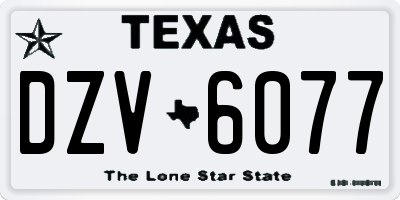 TX license plate DZV6077