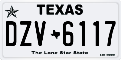 TX license plate DZV6117