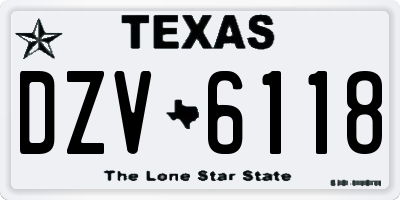 TX license plate DZV6118