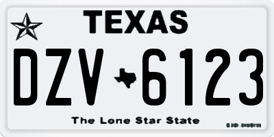 TX license plate DZV6123