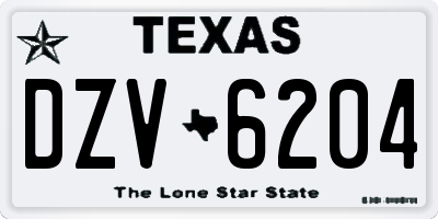 TX license plate DZV6204