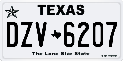 TX license plate DZV6207