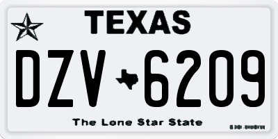 TX license plate DZV6209