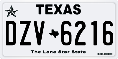 TX license plate DZV6216