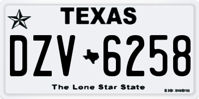 TX license plate DZV6258