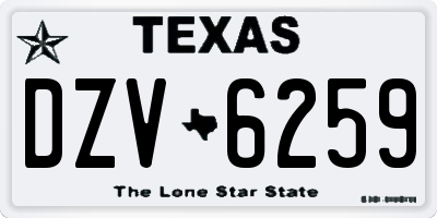 TX license plate DZV6259