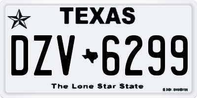 TX license plate DZV6299