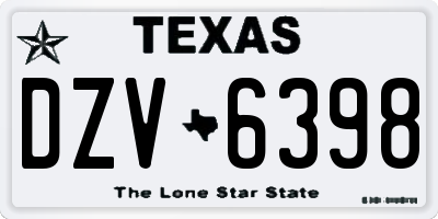 TX license plate DZV6398