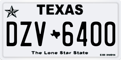 TX license plate DZV6400