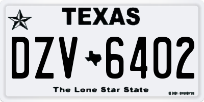 TX license plate DZV6402