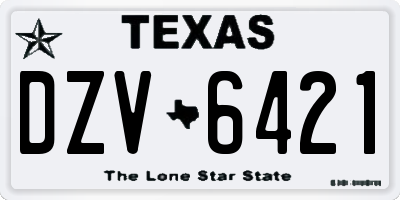 TX license plate DZV6421