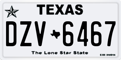TX license plate DZV6467