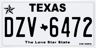 TX license plate DZV6472