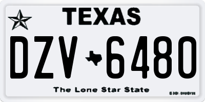 TX license plate DZV6480