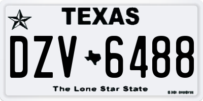 TX license plate DZV6488