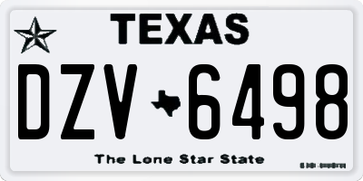 TX license plate DZV6498