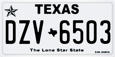 TX license plate DZV6503