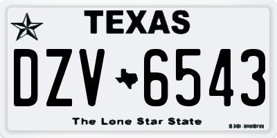 TX license plate DZV6543