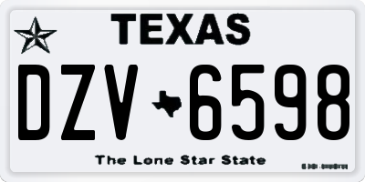 TX license plate DZV6598