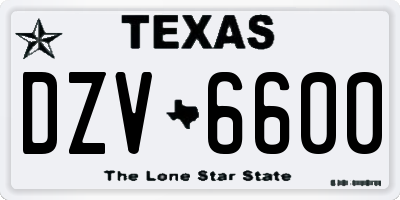TX license plate DZV6600