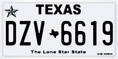 TX license plate DZV6619