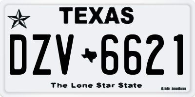 TX license plate DZV6621