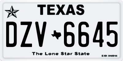 TX license plate DZV6645