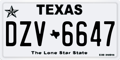 TX license plate DZV6647