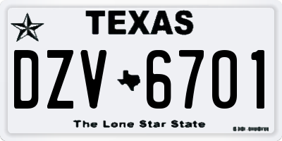 TX license plate DZV6701