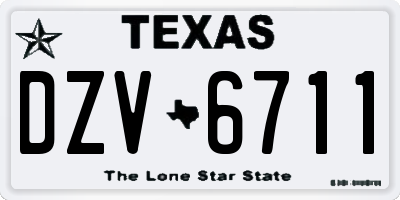 TX license plate DZV6711