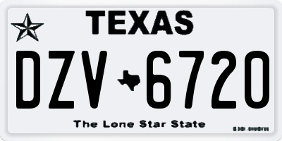 TX license plate DZV6720