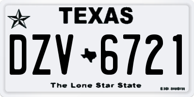 TX license plate DZV6721