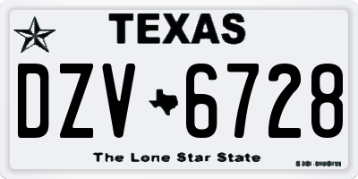 TX license plate DZV6728