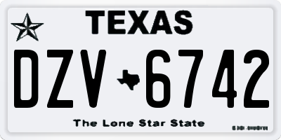 TX license plate DZV6742