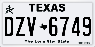TX license plate DZV6749