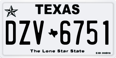 TX license plate DZV6751