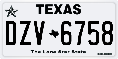 TX license plate DZV6758