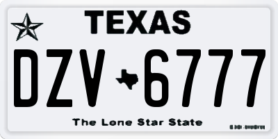TX license plate DZV6777