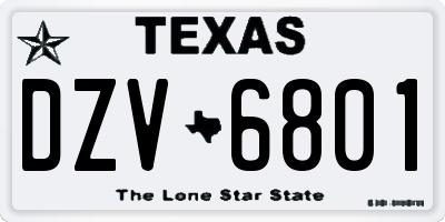 TX license plate DZV6801