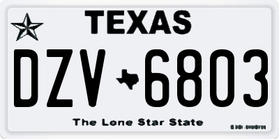 TX license plate DZV6803