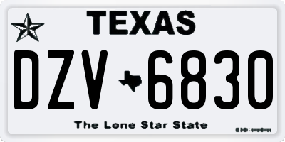 TX license plate DZV6830