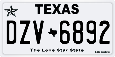 TX license plate DZV6892