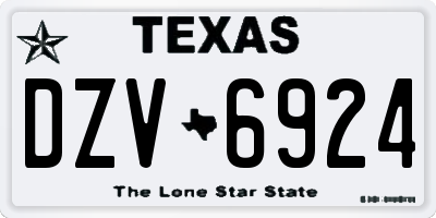 TX license plate DZV6924