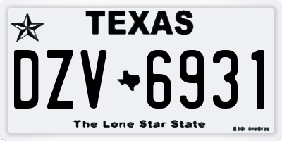 TX license plate DZV6931