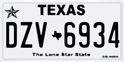 TX license plate DZV6934