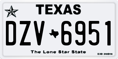 TX license plate DZV6951